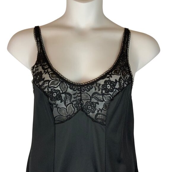Bali Womens Black Lace Nylon Full Slip Size 36 Made in USA - Picture 2 of 5